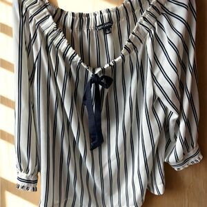 J. Crew Black and White Striped Blouse